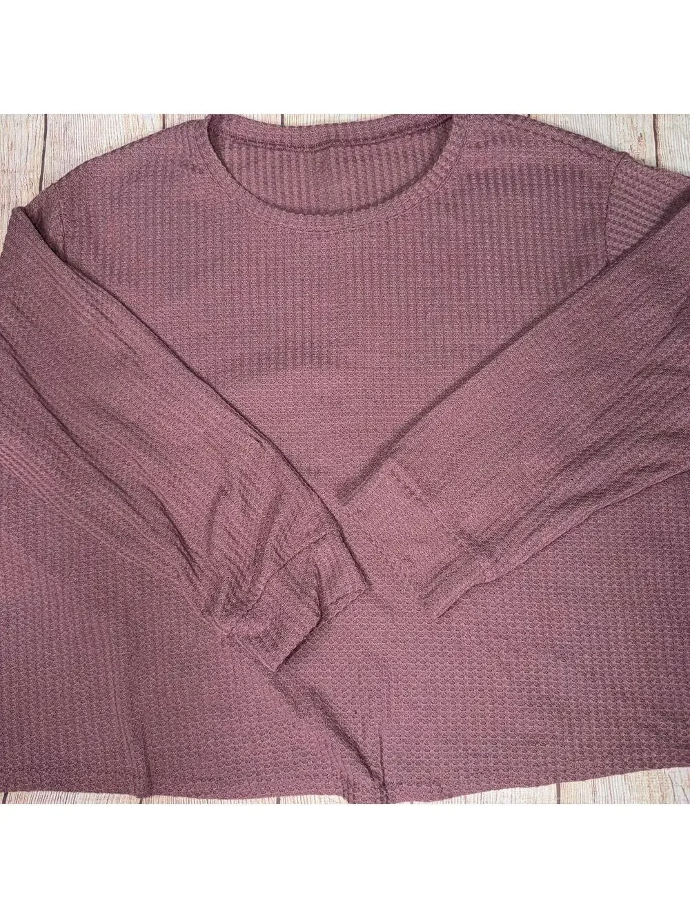 Mauve 5X Waffle Knit 3-Piece Loungewear Set (Long Sleeve Top, Tank, and Pants)